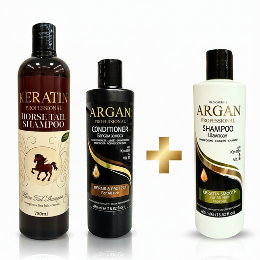 Комплект Keratin + Argan балсам + Argan шампоан